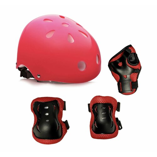 Комплект защиты для катания красный Спортик илизиум спорт шлем наколенники налокотники защита запястья для роликов скейта самоката