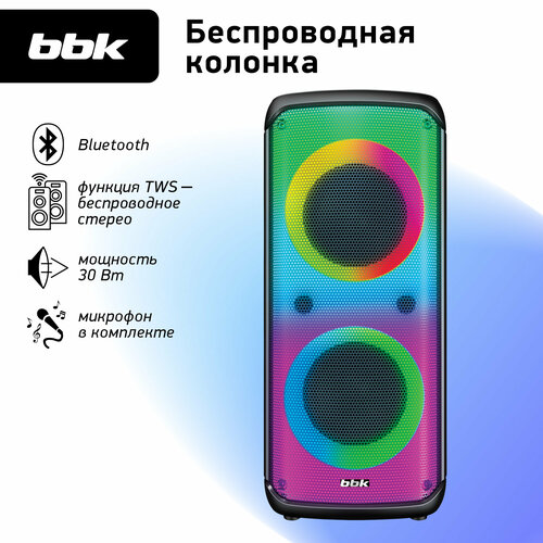Музыкальная система BBK BTA6030, беспроводная связь Bluetooth, 30Вт, FM, караоке, черная черный
