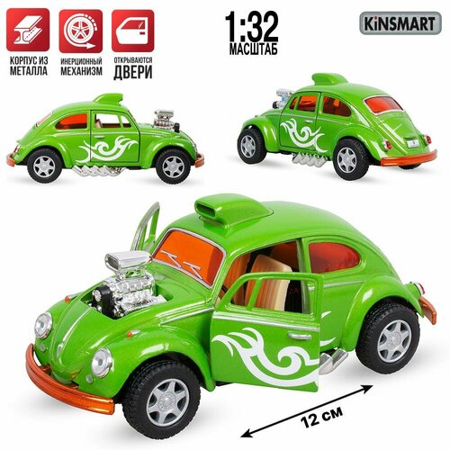 Детская машинка металлическая инерционная Volkswagen Beetle Custom Dragracer 1:32, KINSMART металлическая машинка kinsmart 1 32 volkswagen beetle custom dragracer kt5405w инерционная в коробке микс