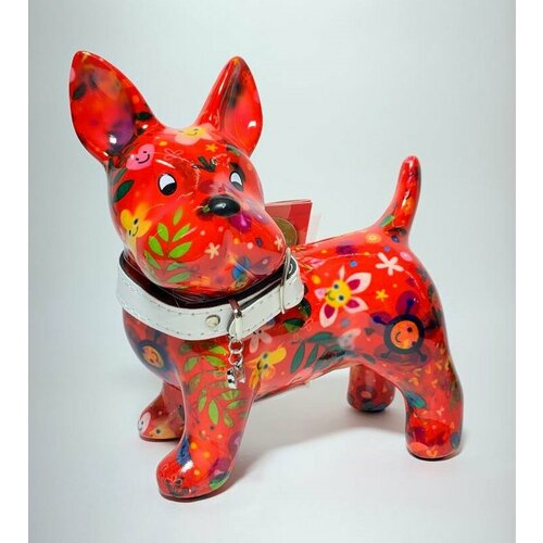 Собака Бумер средняя красная с мультяшными цветками 2600₽