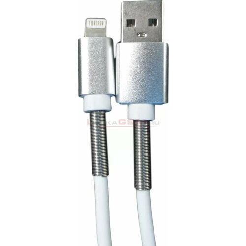 USB Кабель для Apple/iPhone Oino M22, с защитой от перегиба - пружина, 2А, Белый, 1 м.