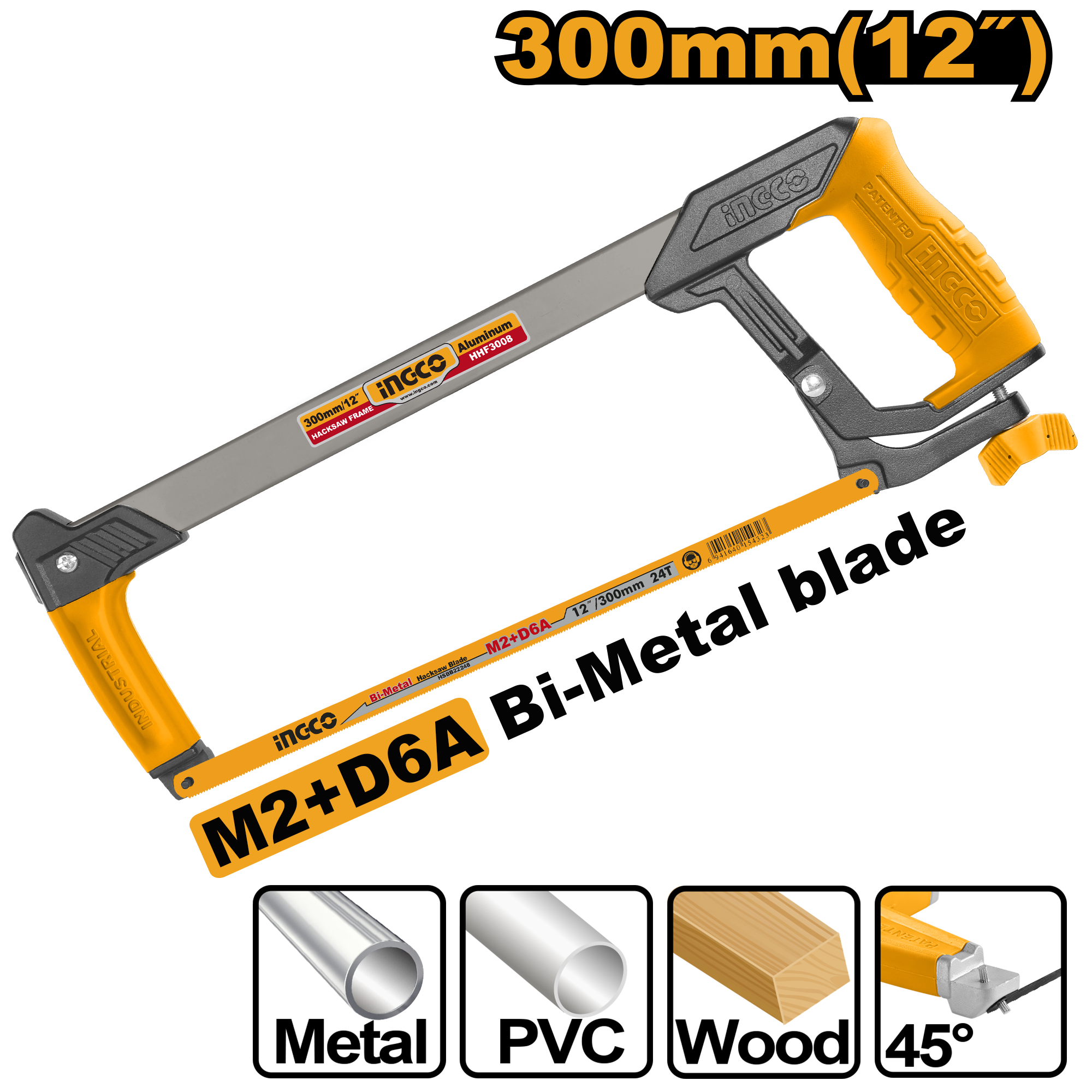 фото Ножовка по металлу INGCO HHF3008 INDUSTRIAL 300 мм