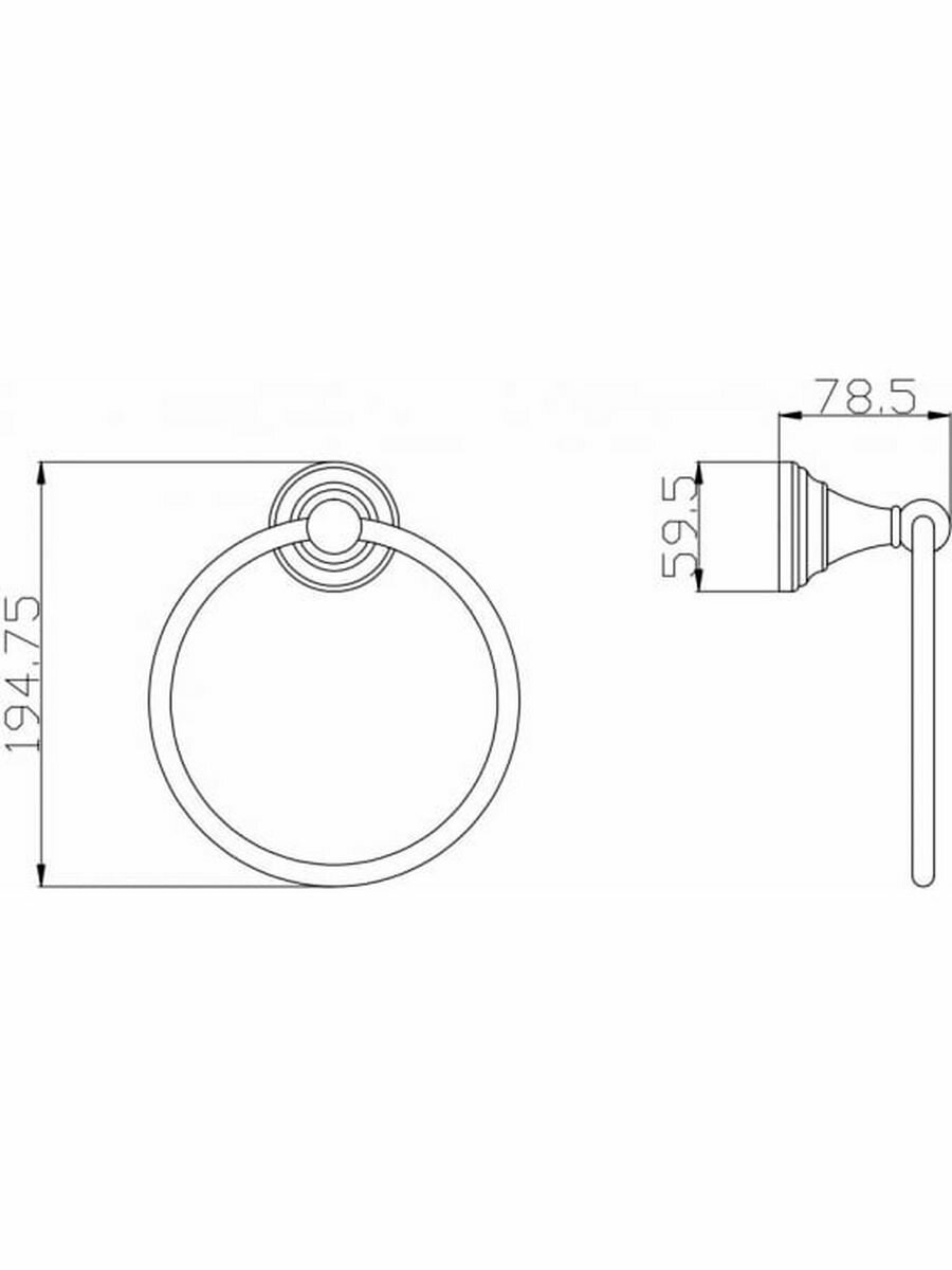 Полотенцедержатель кольцо, настенный, цвет бронза