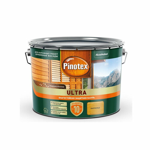 Лазурь защитная влагостойкая для древесины PINOTEX ULTRA калужница 9 л