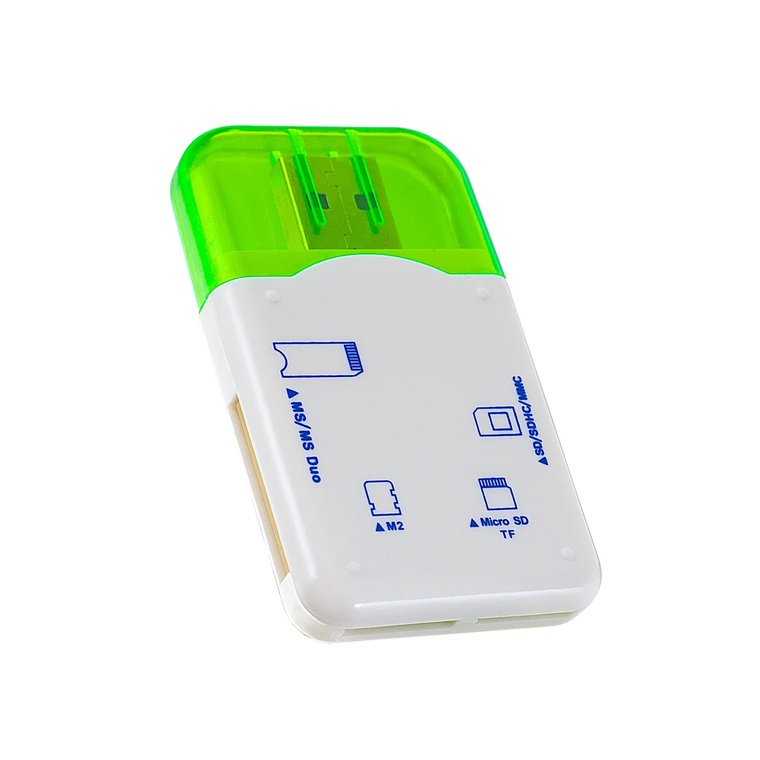 Устройство чтения карт памяти Perfeo Card Reader SD/MMC+Micro SD+MS+M2, (PF-VI-R010 Green) зеленый (PF_4258)