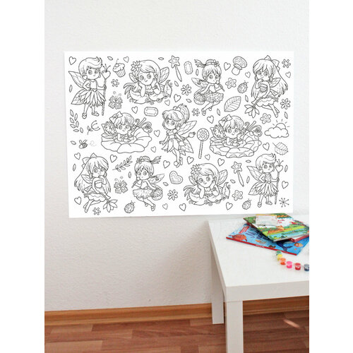 Фотообои раскраска - плакат для рисования Ангелочки 244₽