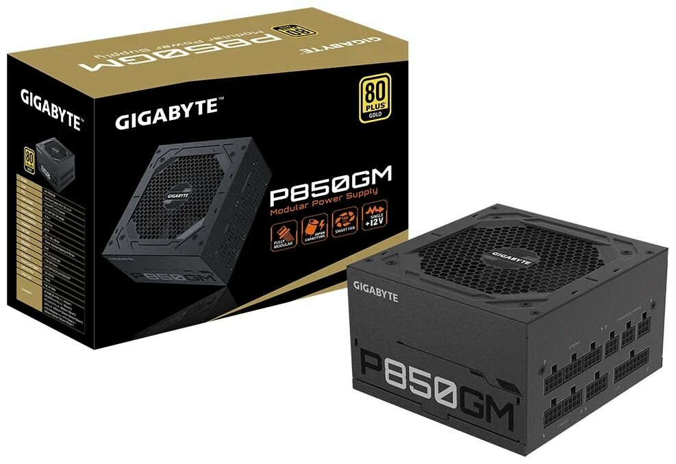 Блок питания ATX GIGABYTE 850W, Active PFC, 80Plus Gold, 120mm fan, full modular RTL - фото №9
