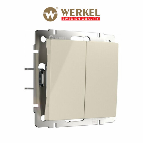 Выключатель двухклавишный с самовозвратом Werkel W1122403 слоновая кость IP20 заглушка werkel 4690389097492 слоновая кость