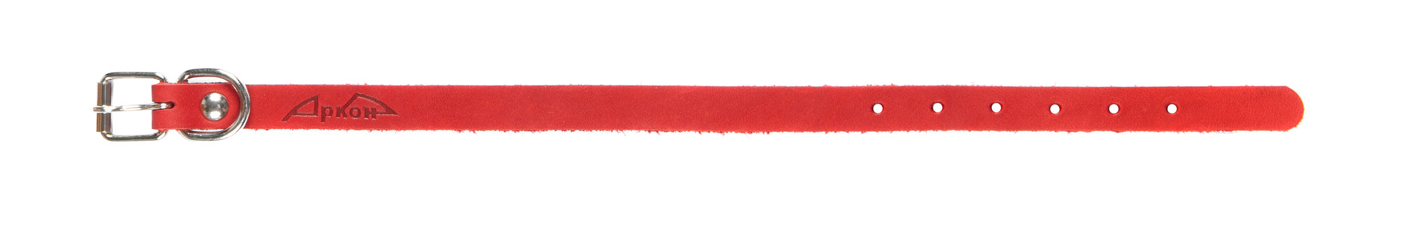 Ошейник аркон кожаный для собак однослойный красный (21-29 см/14 мм)