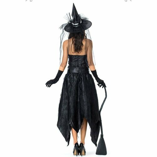 Костюм ведьмы колдуньи взрослый CosplayCity.ru Dress01-73\witch-black-maxi-style\ Размер L – XL 48 – 50\