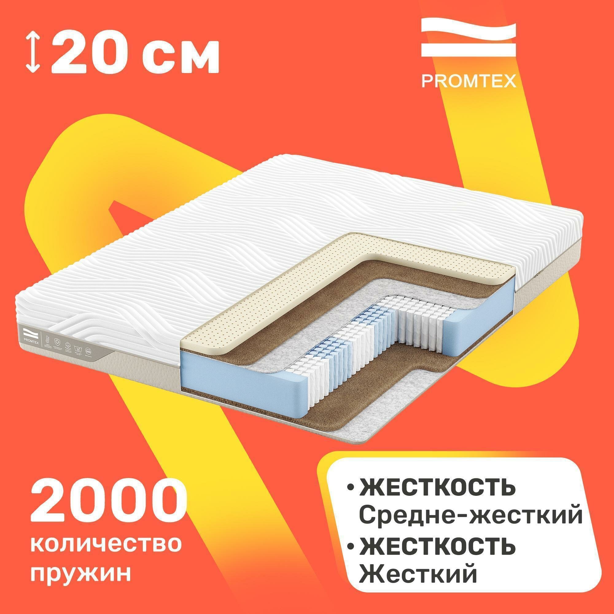 Матрас с независимыми пружинами PROMTEX Micropacket Middle Econom 60x120