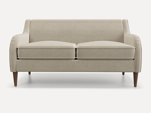 Изображение товара Дизайнерский прямой диван Soft Element Вектор Ivory, двухместный, велюр, бежевый, в гостиную, офис, маленький, небольшой