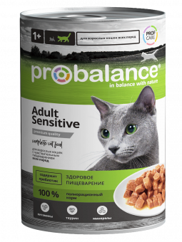 Влажный корм для кошек ProBalance при чувствительном пищеварении 415 г (кусочки в бульоне)