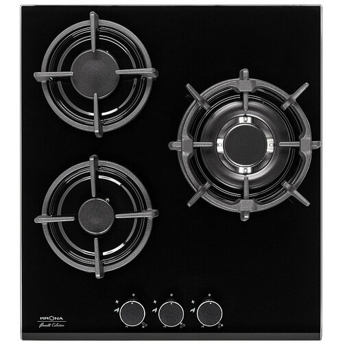 Газовая варочная панель Krona FIERO 45 BL, цвет панели черный.., цвет рамки черный