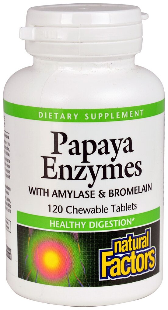 Изображение Капсулы Natural Factors Papaya Enzymes with Amylase & Bromelain, 120 шт.