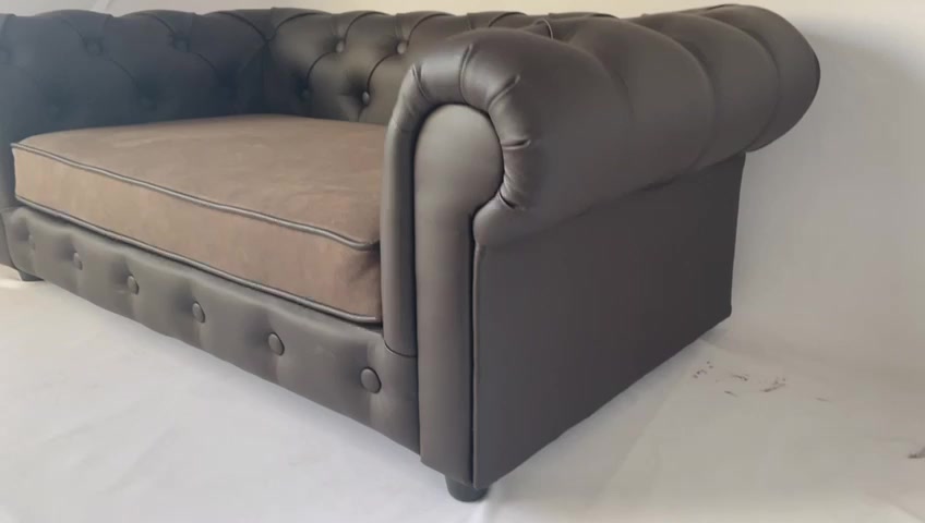 FUNTIKSTORE диван для больших и средних пород собак "Честер браун", L, 112х66х40, чехол подушки съемный — фото 1