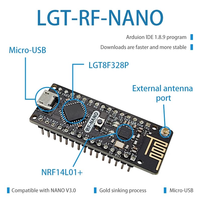 Беспроводная плата RF-Nano для Arduino Nano V3.0 emakefun ATmega328p — фото 1