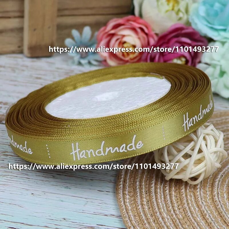 Лента полиэстер 10 мм, Golden Yellow, Handmade