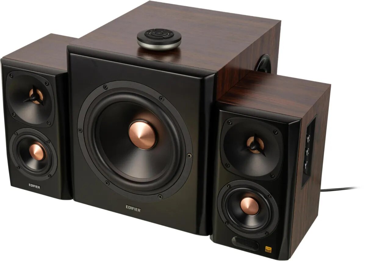 Колонки Edifier S360DB (S360DB) коричневый 2.1 150Вт, Bluetooth подключение MDF/дерево