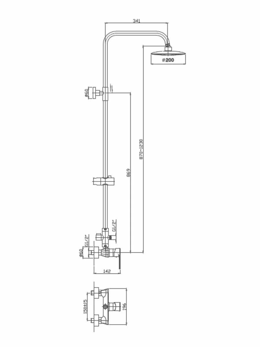 HB2411 Душевая система с тропическим душем — фото 1