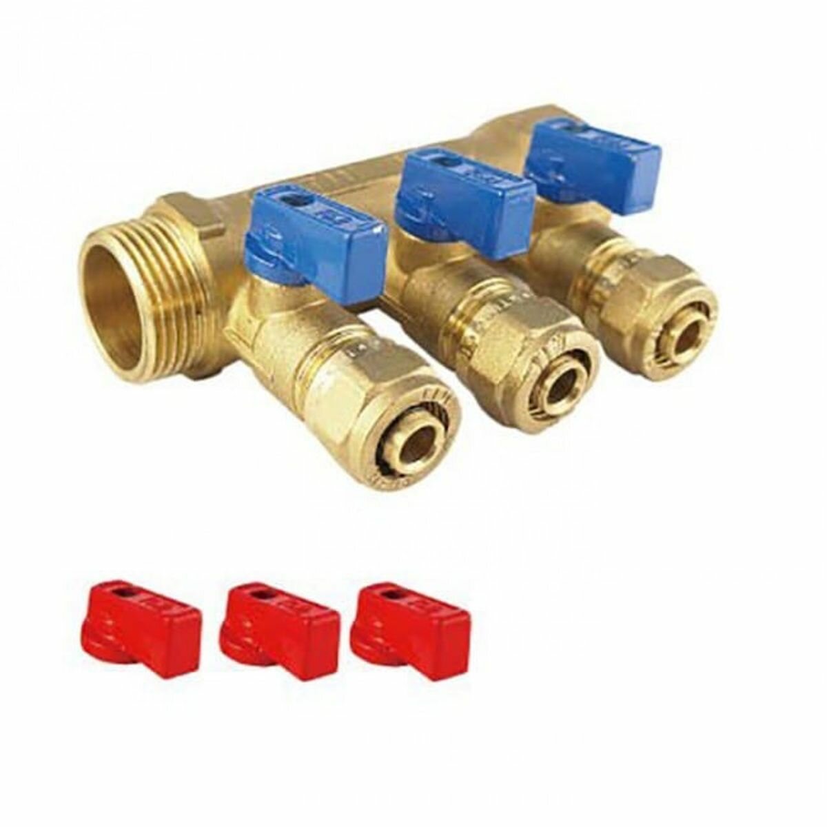 Коллектор ф3/4 ВР/НР с кранами 16ц*3 выхода — фото 1