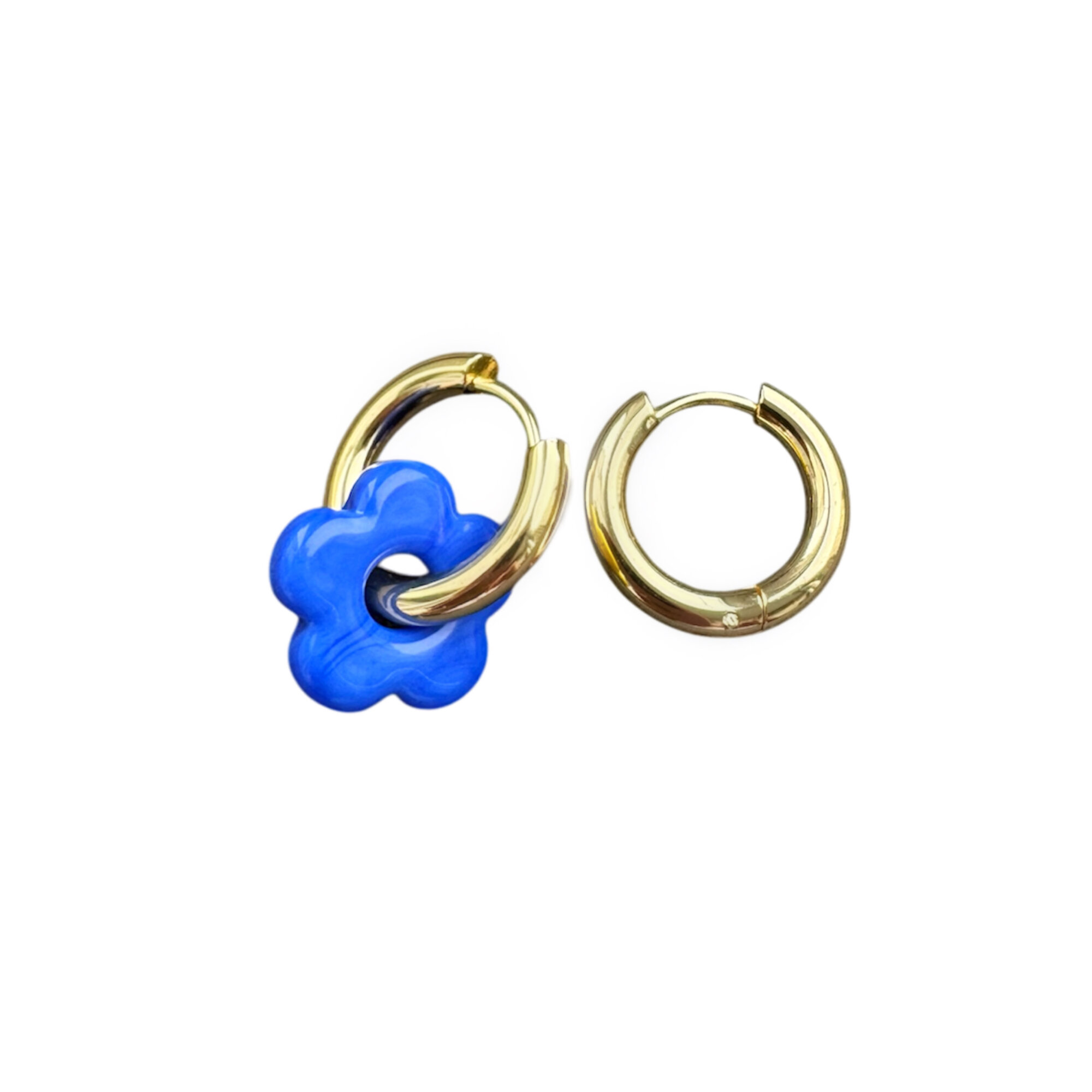 Серьги Hola Jewelry, стекло, размер 19 мм, синий/золотой