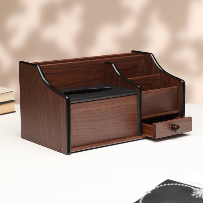 Органайзер 3 секций с выдвижным ящиком и салфетницей 30*17*16см