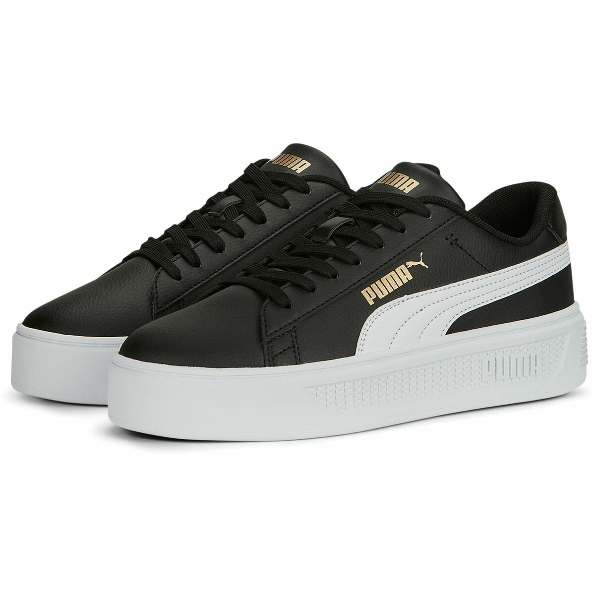 Кеды PUMA Smash Platform v3, полнота F, размер 4,5 UK, белый, черный, золотой