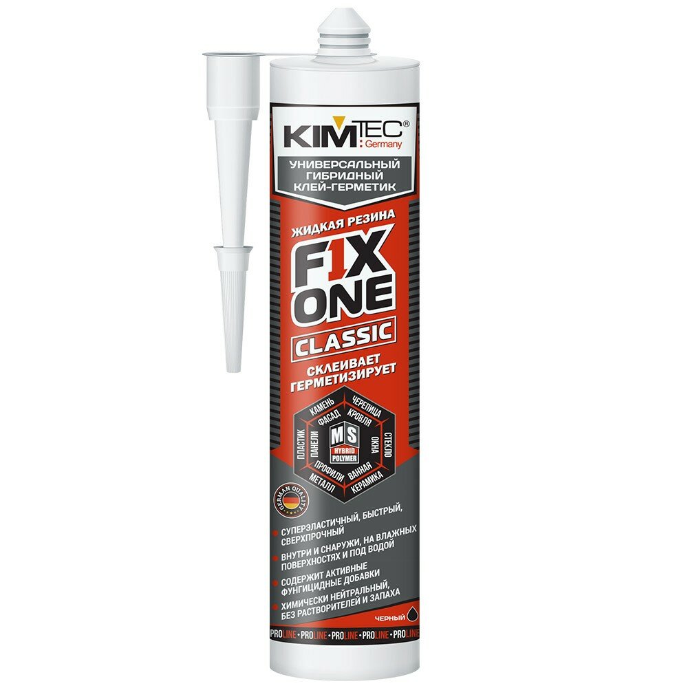 Клей-герметик на основе MS «KIM TEC» FIX ONE (Жидкая Резина) черный 290 мл