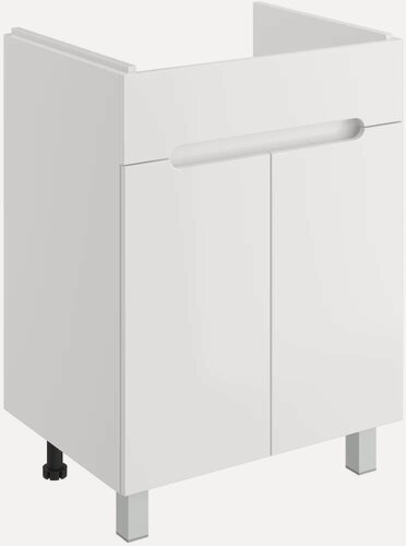 Изображение товара Тумба под раковину без столешницы DIWO Коломна 60 напольная, белая, глянцевая, из МДФ, тумба для ванной, с дверками