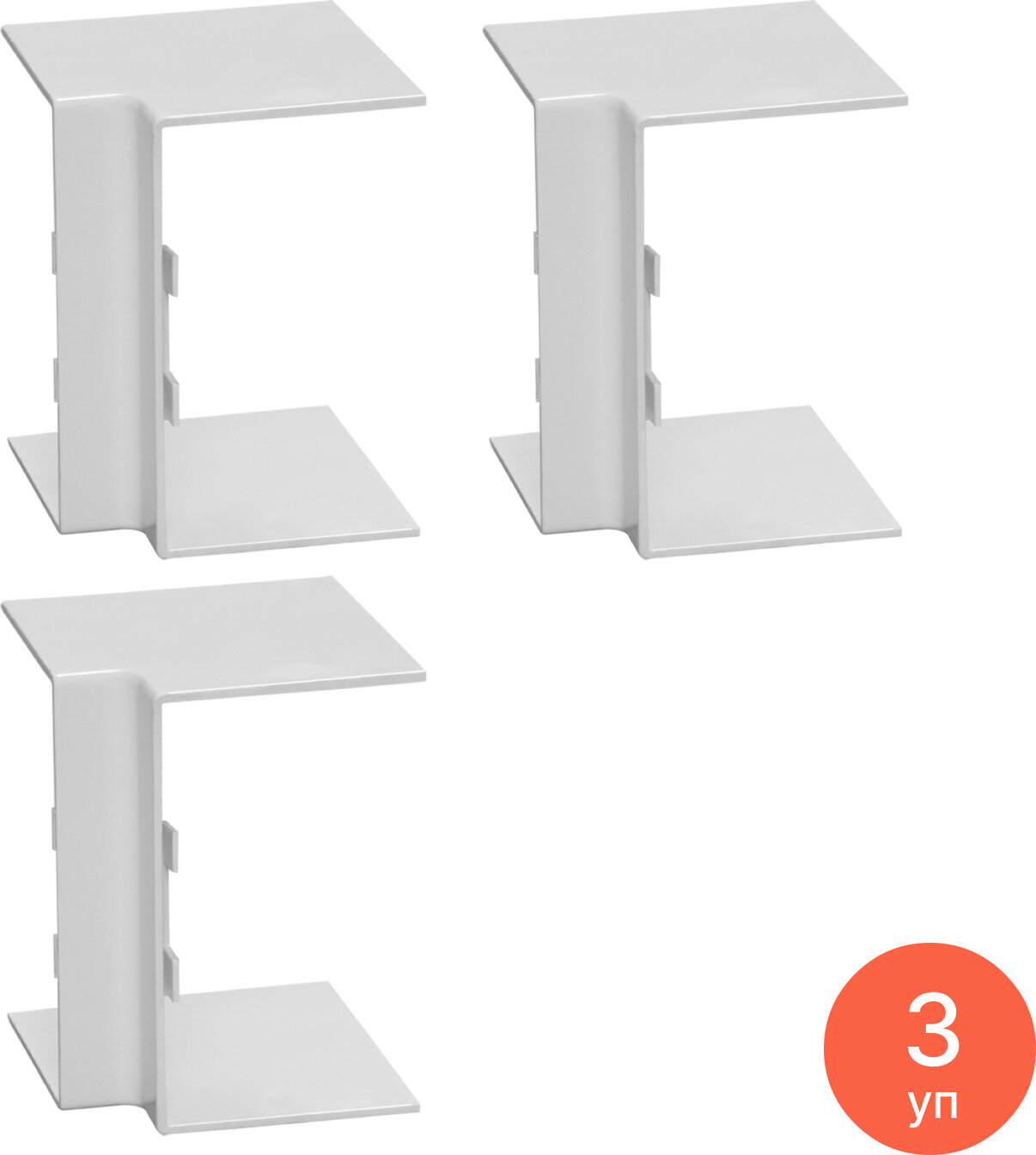 Угол IEK / ИЭК Elecor КМВ внутренний пластиковый белый размером 60х40мм в упаковке 4шт. / аксессуары для кабель каналов (комплект из 3 уп)