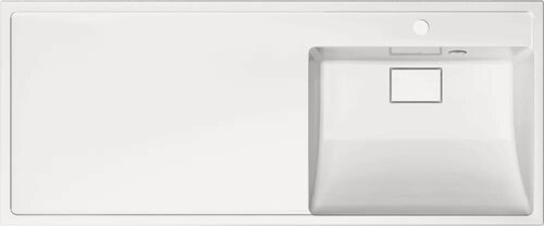 Изображение товара Раковина над стиральной машиной Paola Маджента 120 R с левым крылом, на кронштейне, белая, глянцевая, раковина для ванной из литьевого мрамора, прямоугольная