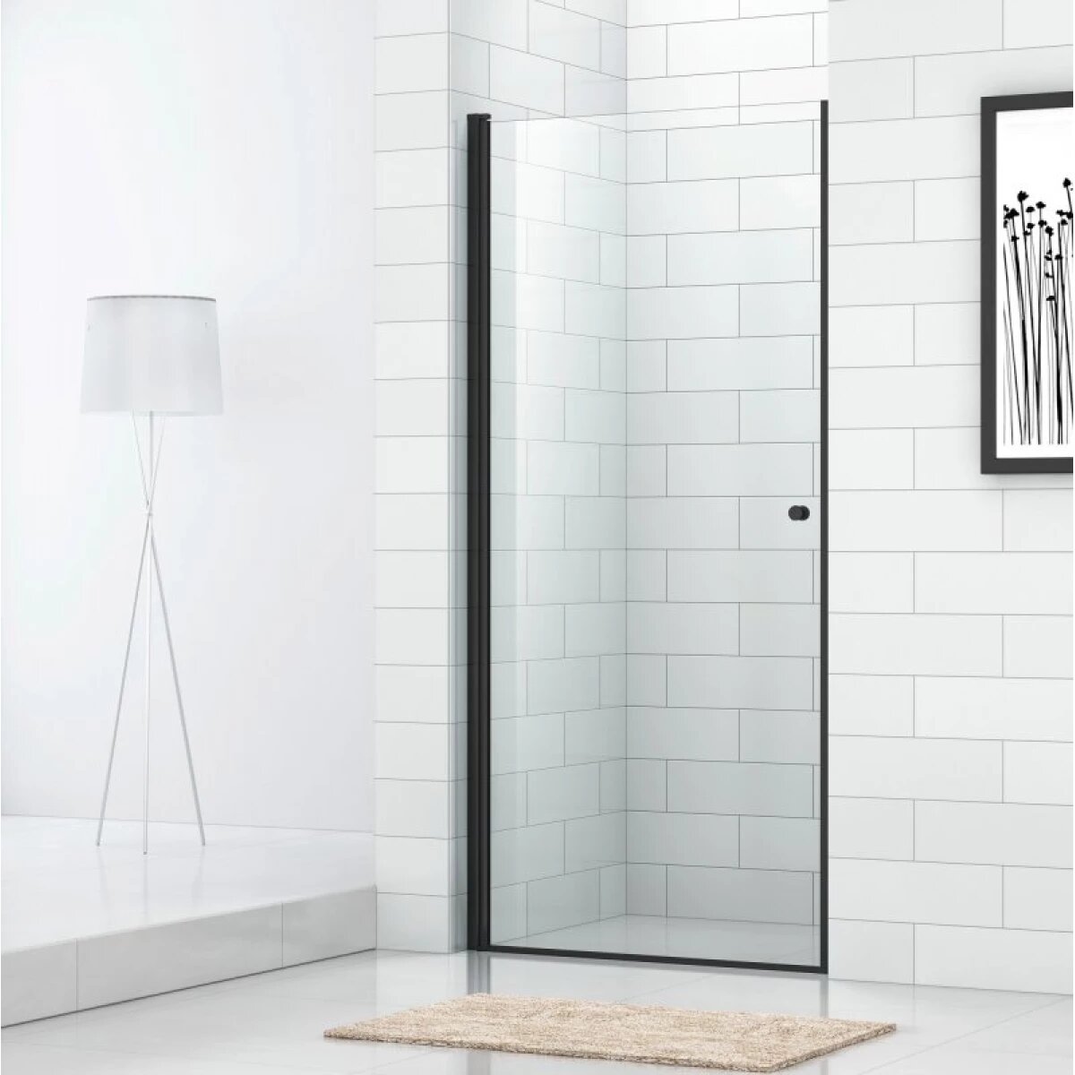 Душевая дверь Cezares Eco 80 ECO-O-B-1-80-C-NERO профиль Черный матовый стекло прозрачное