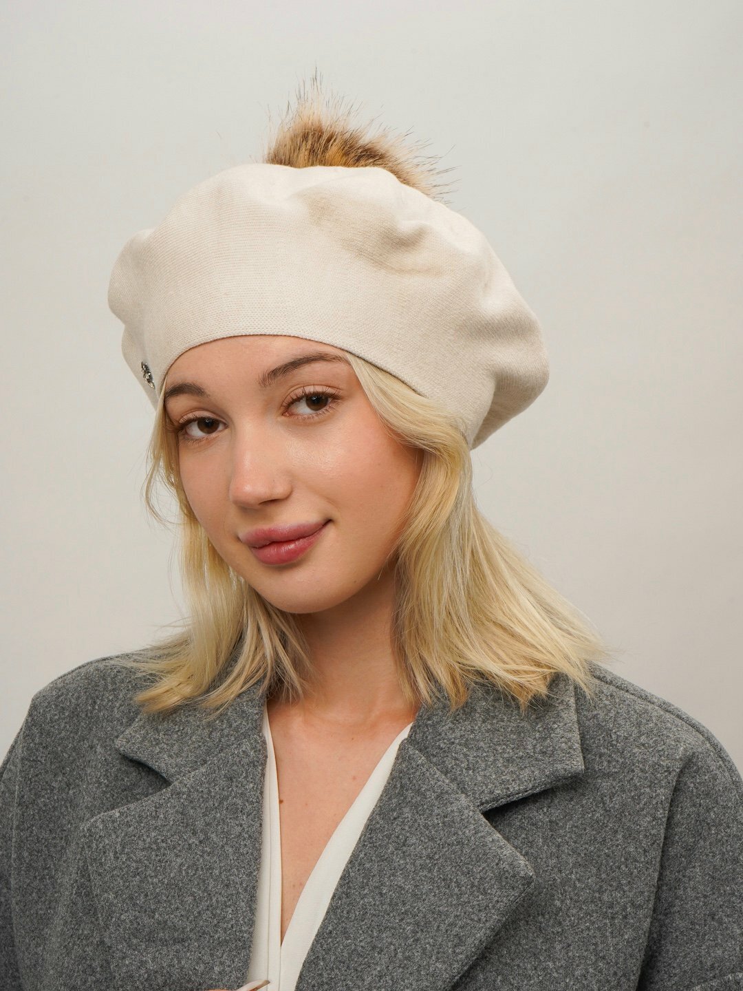Шапка-бини для взрослых и детей, размер 56, слоновая кость — фото 1