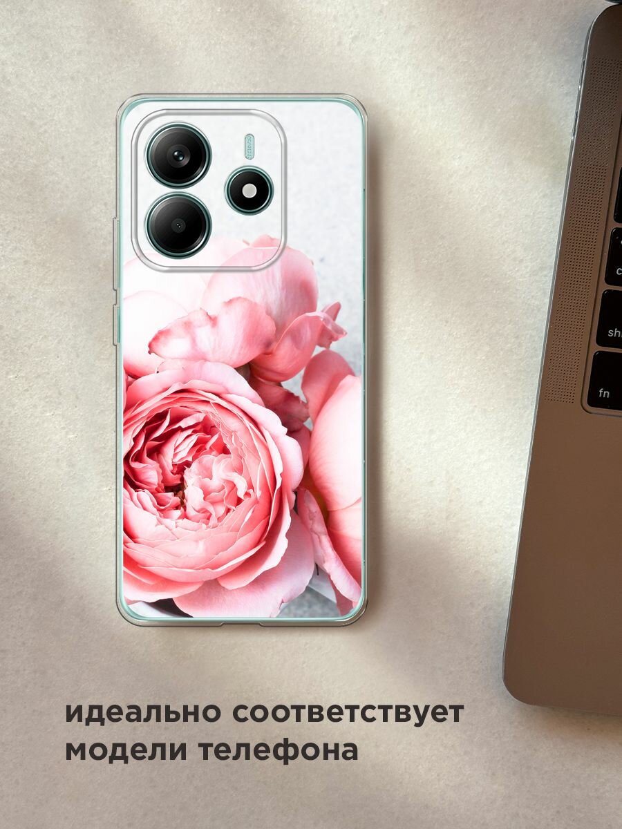 Чехол на Xiaomi Redmi Note 14 4G / Редми Нот 14 4G с принтом "Пионы на белом" — фото 1