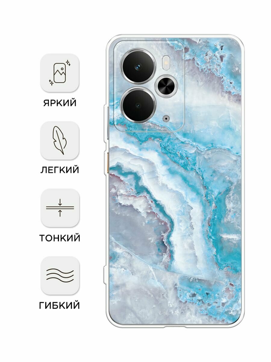 Чехол на Realme 14 5G / Реалми 14 5G с принтом "Нежно-голубой мрамор" — фото 1
