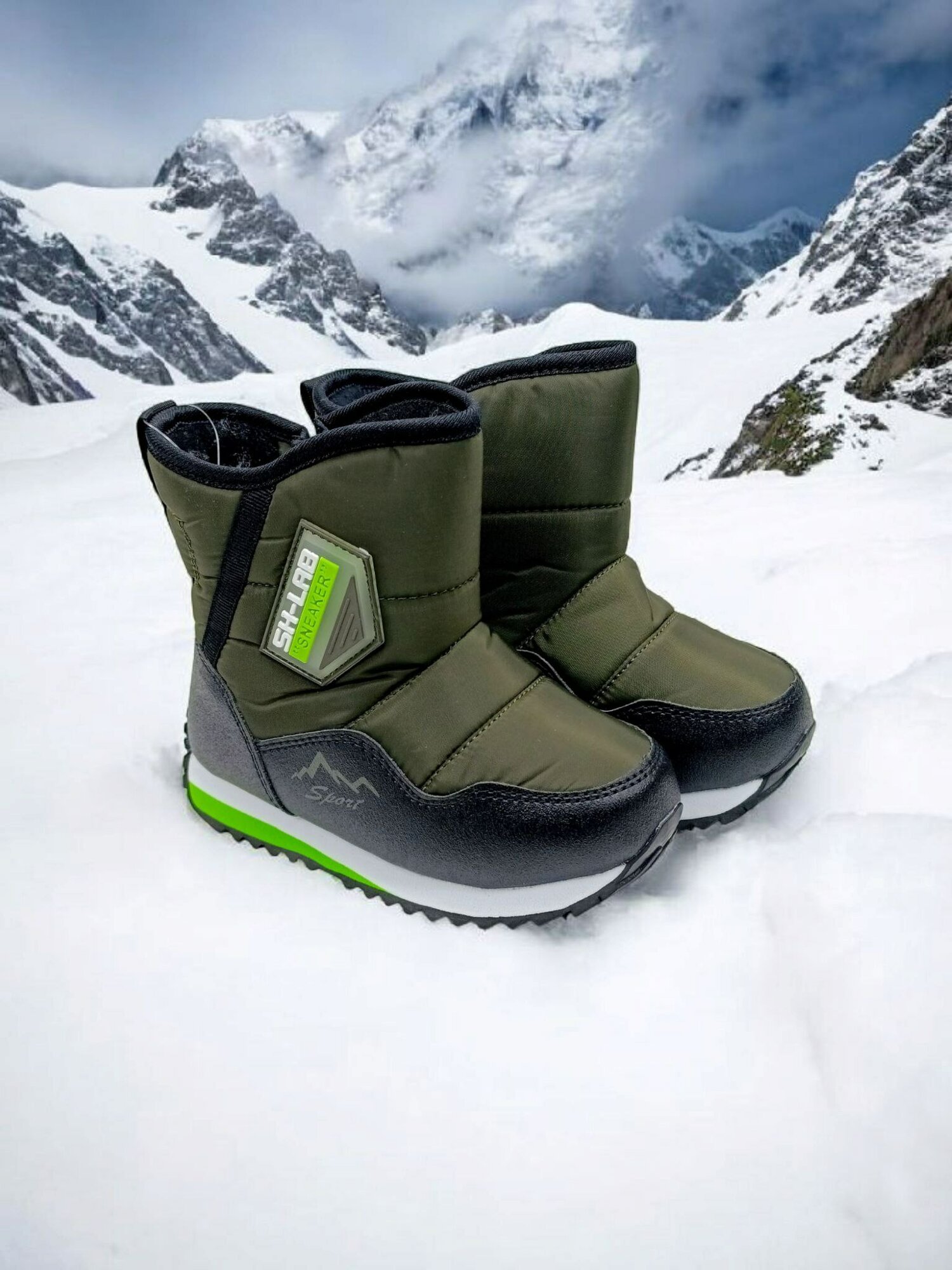 Дутики , размер 26, хаки — фото 1