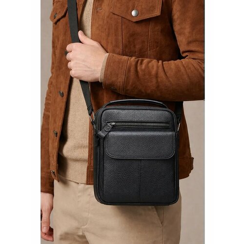 Сумка FAUSTINI, фактура зернистая, черная