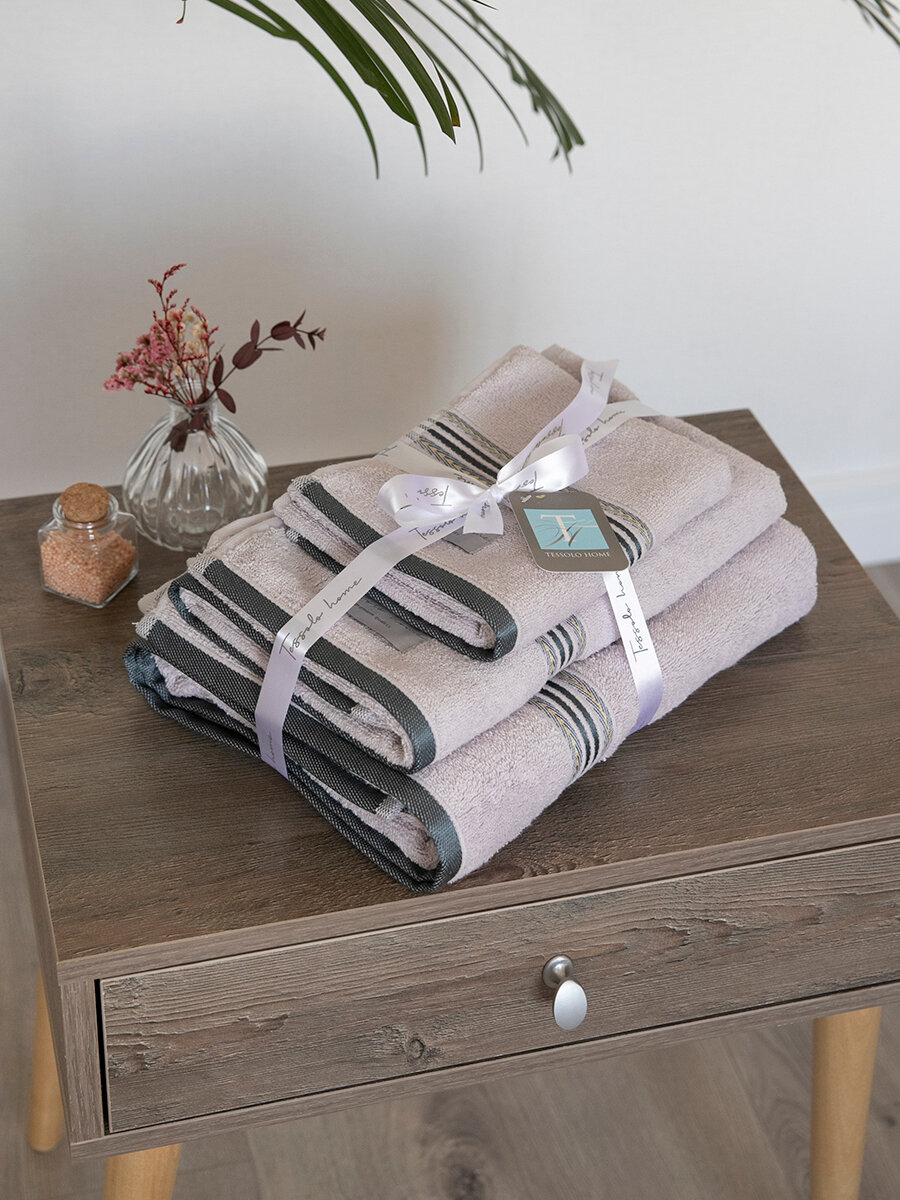 Набор 3 шт полотенце банное махровое, для тела, лица, рук, лиловый - фотография № 6