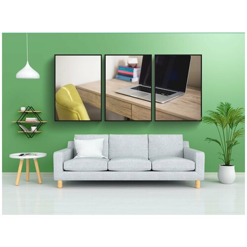 фото Набор модулных постеров для интерьера "ноутбук, яблоко, macbook" 60x90 см. в тубусе, без рамки lotsprints