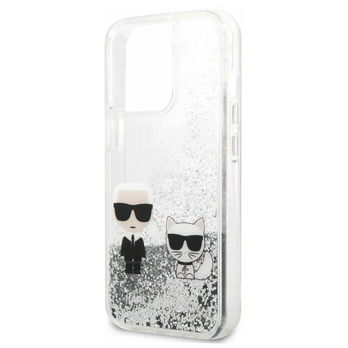 фото Lagerfeld для iphone 13 pro чехол liquid glitter karl & choupette hard silver karl lagerfeld