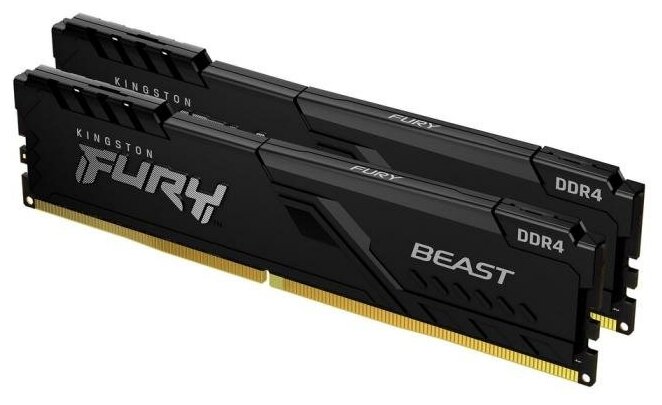 Kingston Fury Beast Black DDR4 Dimm 3200MHz PC-25600 CL16 - 32Gb Kit (2x16Gb) KF432C16BBK2/32 .