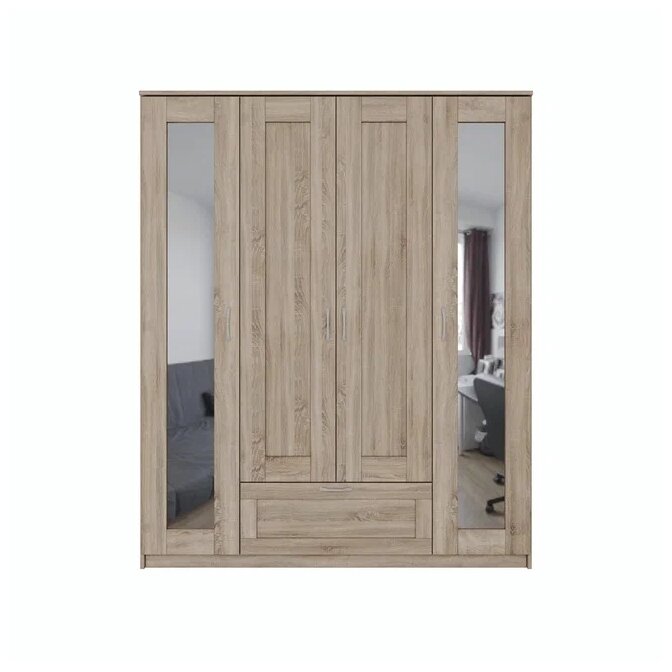 Сириус шкаф комбинированный "4 двери и 1 ящик сонома RU (с 2 зеркалами)" - фотография № 2