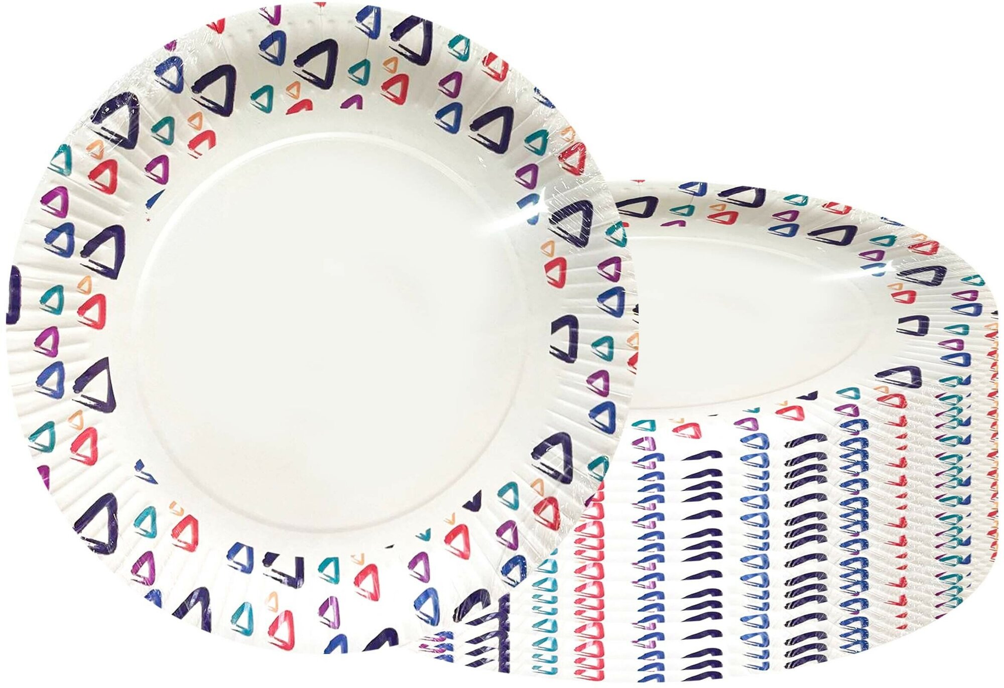 Набор тарелок бумажных, диаметр 23 см, с узором- 24 шт. / набор одноразовой посуды/ набор картонных тарелок - фотография № 4