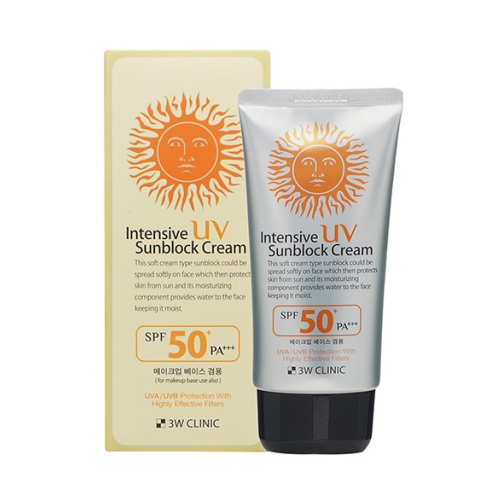 3W CLINIC Интенсивный солнцезащитный крем для лица Intensive UV Sunblock Cream SPF50+ PA+++ солнцезащитный крем 3w clinic intensive uv sunblock cream spf50 pa 70 мл