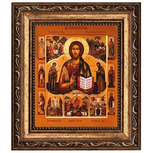 Спаситель с клеймами. Икона Иисуса Христа на холсте. картина по номерам на холсте икона с образом иисуса христа 1714 40x60
