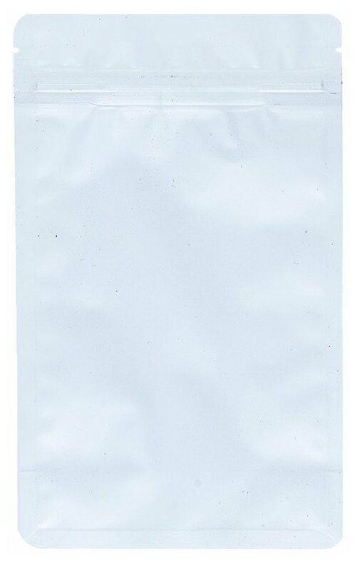 фото Пакет восьмишовный с плоским дном белый матовый с замком зип лок и прозрачными фальцами 135+65х225, 50 шт.