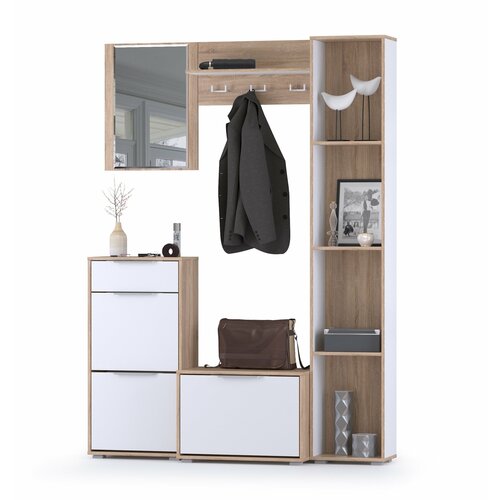 Прихожая комплект мебели дуб сонома/белый премиум 153см - НЖ0526