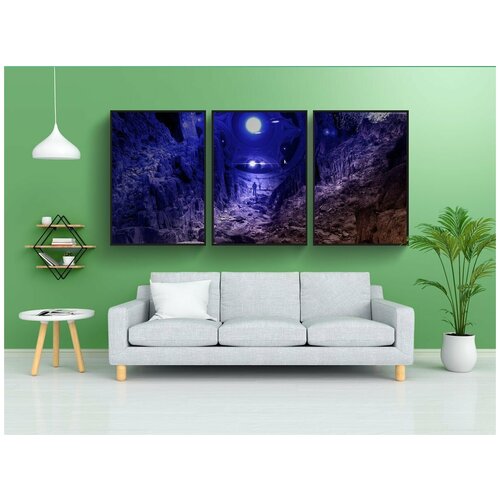 фото Набор модулных постеров для интерьера "нло, внеземной, космический корабль" 60x90 см. в тубусе, без рамки lotsprints