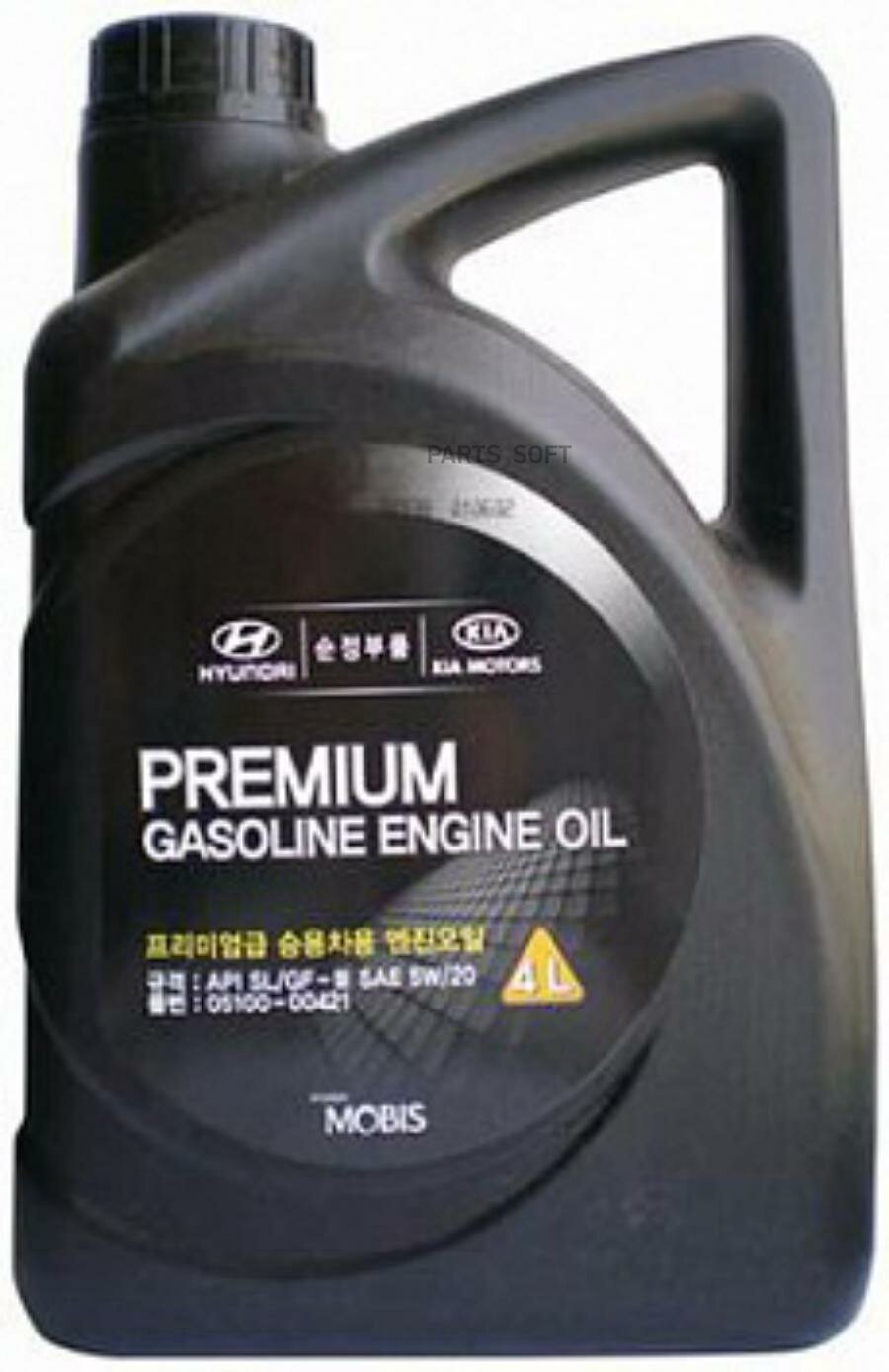 Масло моторное hyundai/kia premium gasoline 5w-20 полусинтетическое 4 л 05100-00421